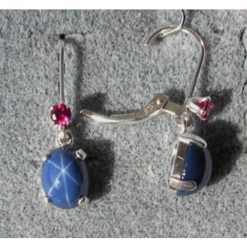 VINTAGE LINDE LINDY 9x7MM CRNFL BLUE STAR SAPPHIRE CREATED L BK EARRINGS .925 SS