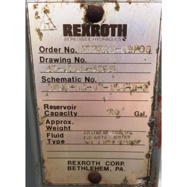 REXROTH AA10VS028DFLR/30R-PKC63N00 HYDRAULIC POWER UNIT, 5 HP, 20 GAL 1800 RPM #6 image