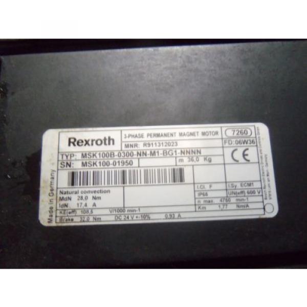 REXROTH MSK100B-0300-NN-M1-BG1-NNNN PERMANENT MAGENT MOTOR USED #5 image