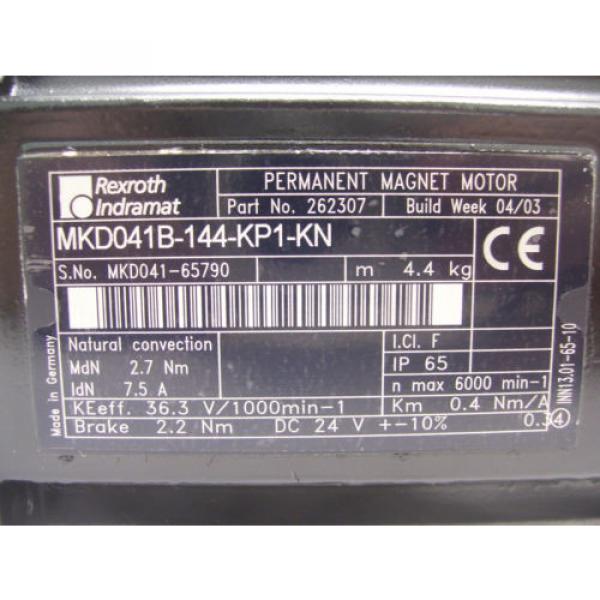 Origin REXROTH INDRAMAT  PERM MAGNET MOTOR  MKD041B-144-KP1-KN   60 Day Warranty #5 image