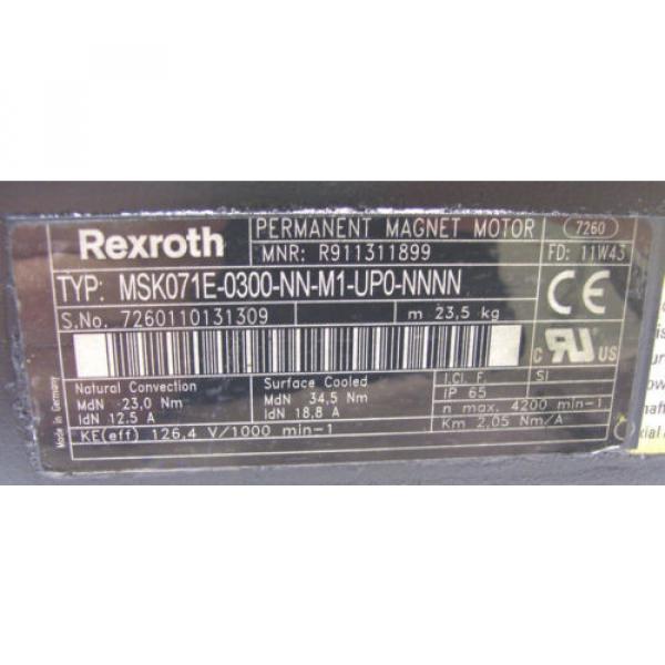 Origin  REXROTH  PERM MAGNET MOTOR  MSK071E-0300-NN-M1-UP0-NNNN  60 Day Warranty #5 image