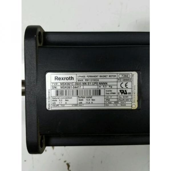 REXROTH MSK061C-0600-NN-S1-UP0-NNNN -3 PHASE PERMANENT MAGNET MOTOR #3 image