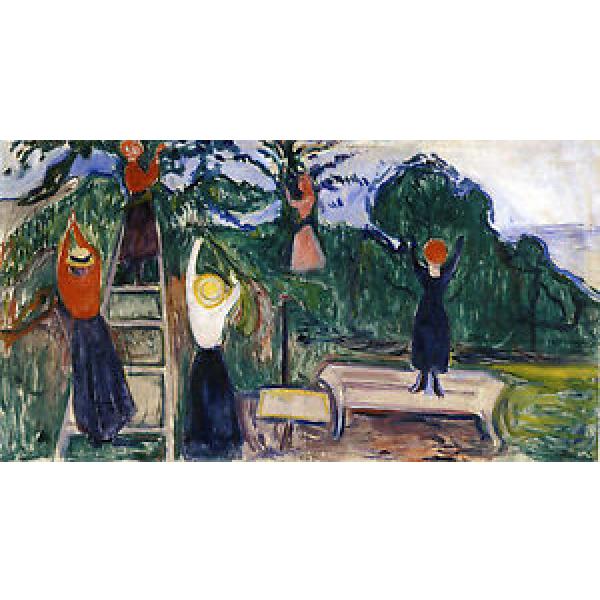 Girls Picking Fruit The Linde Frieze Munch Art Decor (No Frame) Canvas Print #1 image