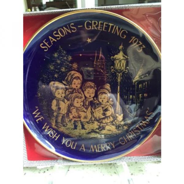 CHRISTMAS1973 H.H. Lihs Linde/Kueps Bavaria Collector Plate GOLD BLUE COBALT. #1 image