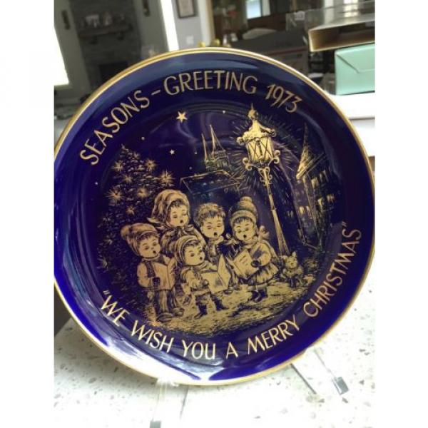 CHRISTMAS1973 H.H. Lihs Linde/Kueps Bavaria Collector Plate GOLD BLUE COBALT. #3 image