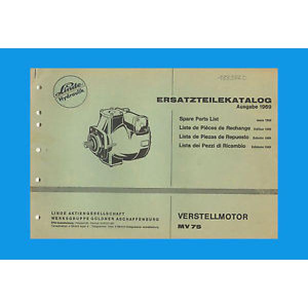 Linde Verstellmotor MV 75 Ersatzteilliste  Ersatzteilkatalog Originla 1969 #1 image