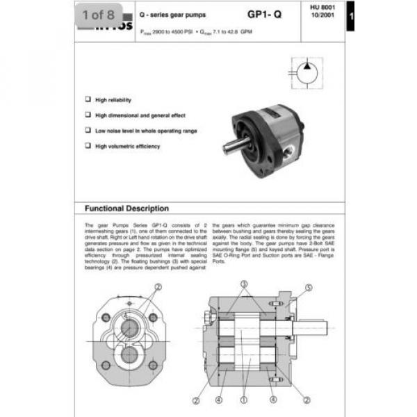 HYDRAULIC GEAR MOTOR Pump ARGO-HYTOS ARGO HYTOS GP1-Q82RK7FOB 1709000 #10 image