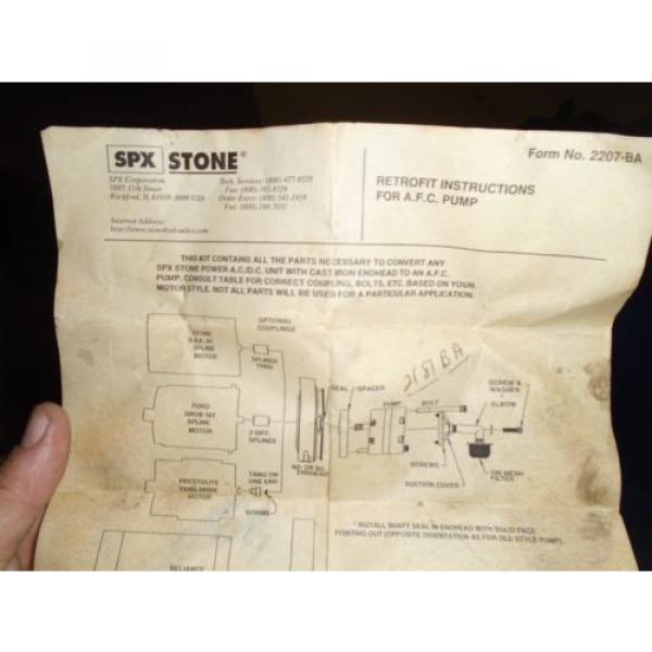 NOS SPX STONE PH1.2/220065 RETRO FIT PUMP ASSY DEWEZE BALE LOADER OLD STYL SHAFT #7 image