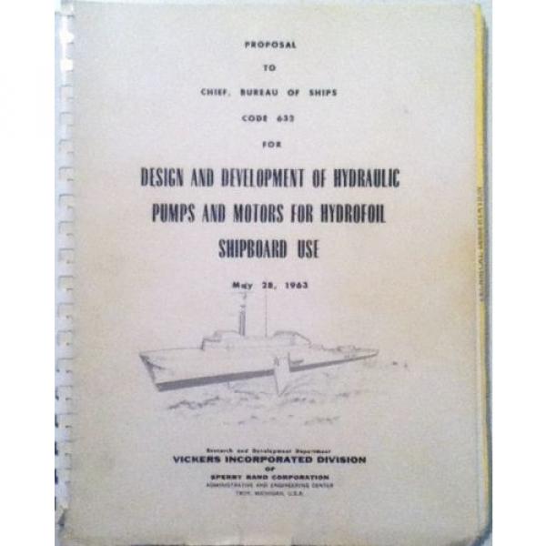 Sperry Rand, Vickers Div 1963  Proposal Hydraulic Pumps/Motors #1 image
