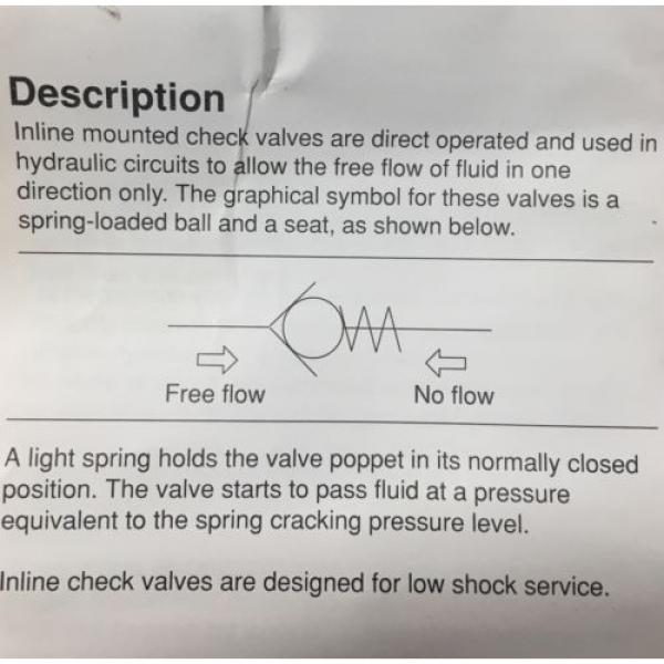 Vickers DS8P1-03-5-10 - Hydraulic Inline Flow Check Valve, 30 GPM - 3000psi #5 image