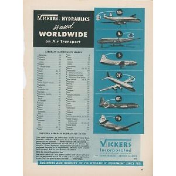 1954 Vickers Hydraulics Ad Aircraft Nationality Marks List Markings #1 image