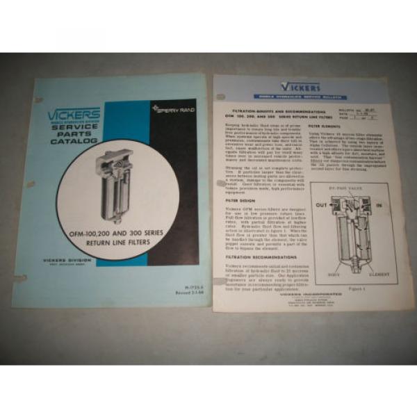 VICKERS HYDRAULICS OFM-100, 200,300  RETURN LINE FILTERS SERVICE PARTS CATALOG #1 image