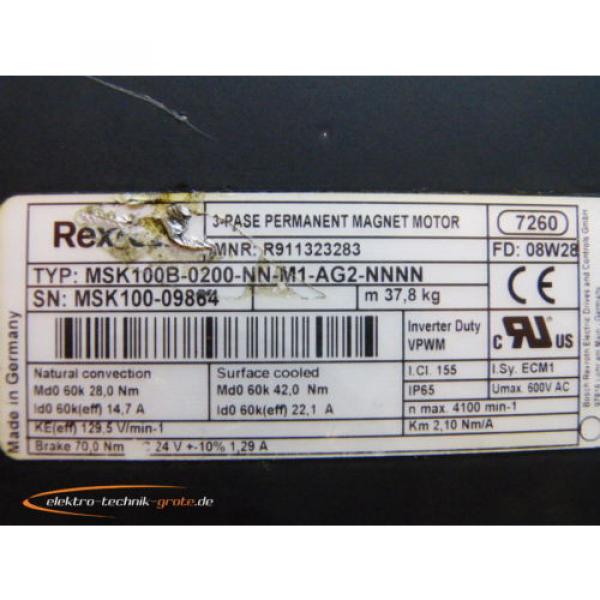 Rexroth MSK100B-0200-NN-M1-AG2-NNNN   3~ Permanent Magnet Motor #3 image