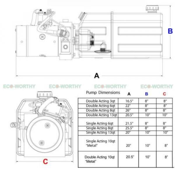 DC12V Double Acting Hydraulic Power Pump Unint W/ Wireless Remote Controller #3 image