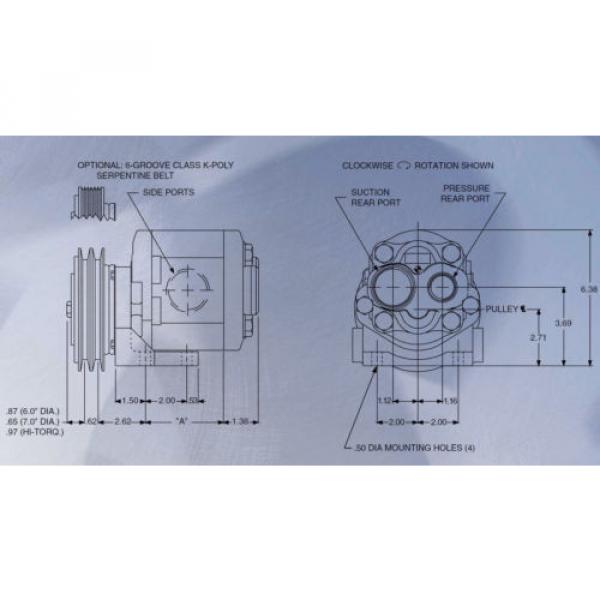 HYDRAULIC CLUTCH PUMP Belt Driven - 11 GPM - 3,000 PSI - 2 Groove 7&#034; Pulley #2 image