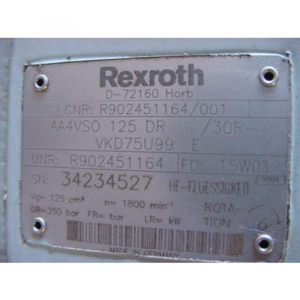 origin Rexroth Hydraulic pumps AA4VSO125DR/VDK75U99E Marathon 100 HP Axial Piston #3 image